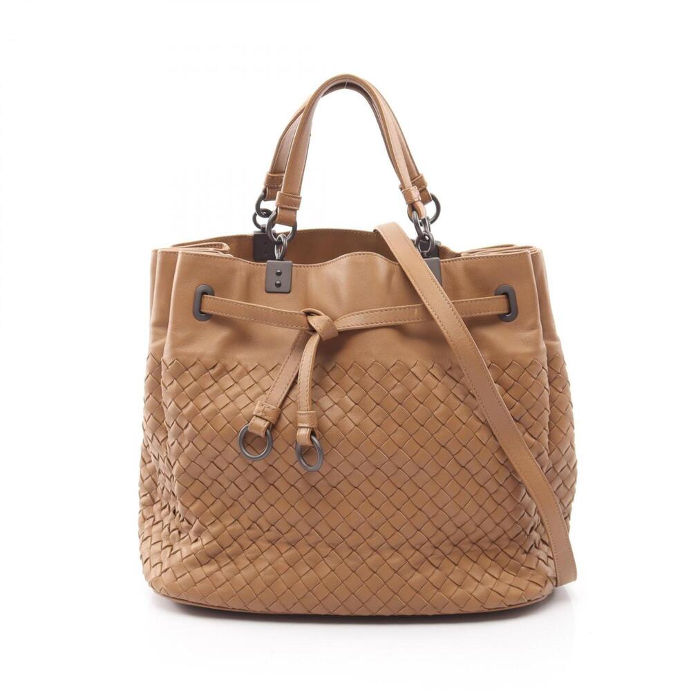 Bottega Veneta Intrecciato 2-Way Handbag, Leather, Women's, Brown